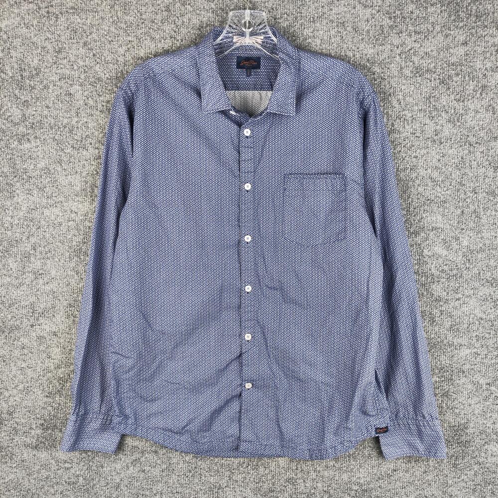 Good Man Brand Shirt Mens Medium Blue Geometric Button Front Long Sleeve Casual